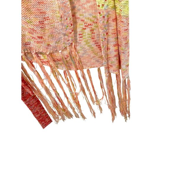 525 Fringe Space Dye Long Colorful Cardigan Color Block Sweater NWT - Picture 5 of 8